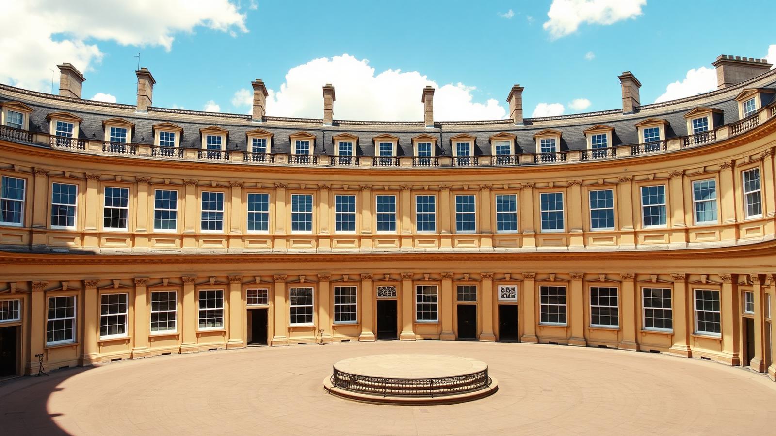 The Circus in Bath, circular Georgian terrace in warm Bath stone