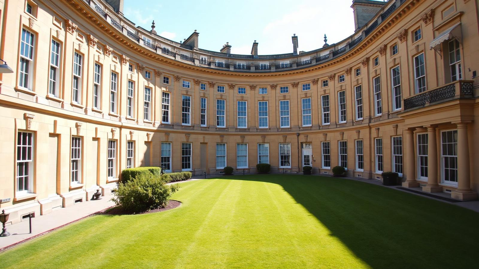 Sweeping Georgian crescent of honey-coloured Bath stone